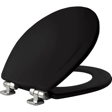 oblong slow close metal bracket toilet|Black Elongated Toilet Seat Slow Close with Metal Hinges .